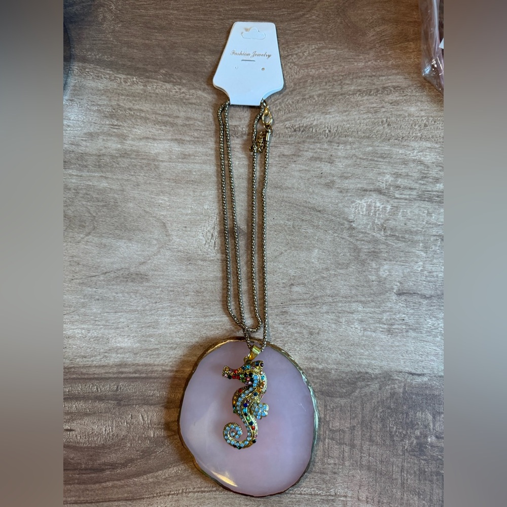 Seahorse Rhinestone Necklace - Picture 3 of 9